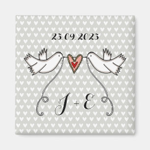 Persoonlijke Witte Doves Wedding Magnet Favor Magneet