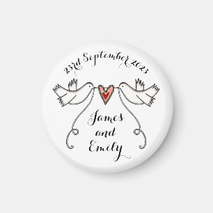 Persoonlijke Witte Doves Wedding Magnet Favor Magneet