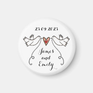 Persoonlijke Witte Doves Wedding Magnet Favor Magneet