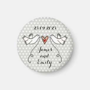 Persoonlijke Witte Doves Wedding Magnet Favor Magneet