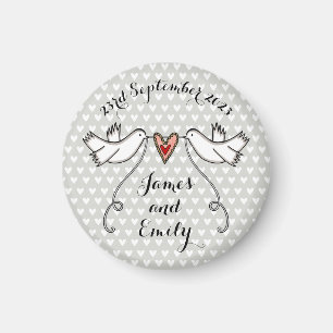 Persoonlijke Witte Doves Wedding Magnet Favor Magneet