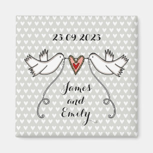 Persoonlijke Witte Doves Wedding Magnet Favor Magneet