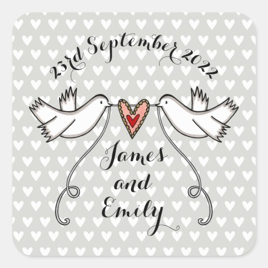 Persoonlijke witte doves Wedding Sticker Labels (Voorkant)