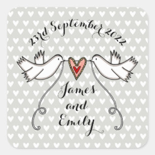 Persoonlijke witte doves Wedding Sticker Labels
