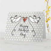 Persoonlijke witte duiven Moederdag kaart (Gele Bloem)