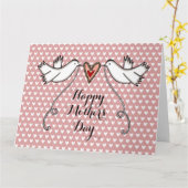 Persoonlijke Witte Duiven Moederdag Kaart (Gele Bloem)