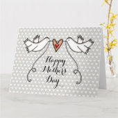 Persoonlijke Witte Duiven Moederdag Kaart (Gele Bloem)