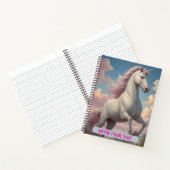 Persoonlijke Witte Eenhoorn Wolken Notitieboek (Binnen)