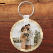 Persoonlijke witte en gouden chic-minimalistische sleutelhanger (Achterkant)