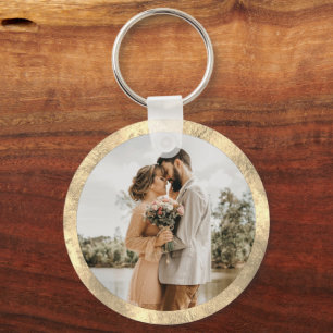 Persoonlijke witte en gouden chic-minimalistische  sleutelhanger