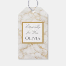 Persoonlijke witte & gouden marmeren cadeautags