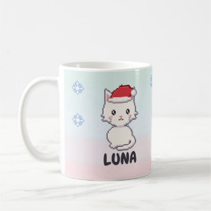 Persoonlijke witte kat Kerstmug Koffiemok
