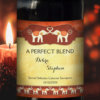 Persoonlijke witte olifanten Wijnlabel Wijn Etiket