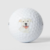 Persoonlijke witte Pitbull Staffy Dog Golfballen (Voorkant)