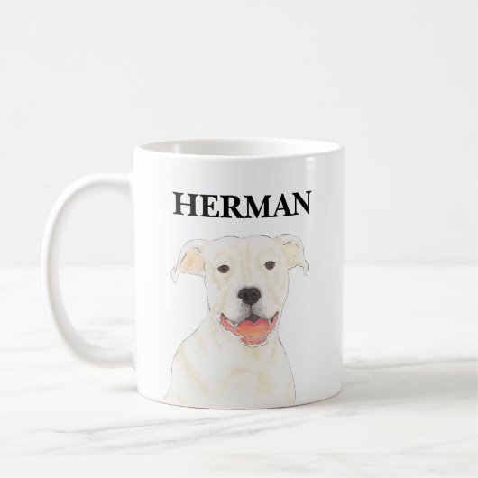 Persoonlijke witte Pitbull Staffy Dog Koffiemok (Links)