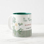 Persoonlijke witte roos bloemenmok, Elegante op ma Tweekleurige Koffiemok (Voorkant links)