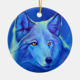 Persoonlijke Wolf Ornaments Blauwe wolven Keramisch Ornament