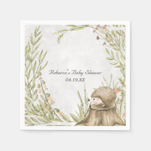 Persoonlijke Woodland Hedgehog Baby Shower Servet