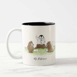 Persoonlijke Woodland Pinguïn Leraar Cadeau Tweekleurige Koffiemok