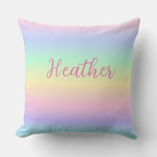 Persoonlijke Worp Kussen Pastel Regenboog Meisje