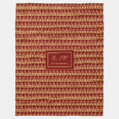 Persoonlijke Worpdeken Luxe Rood Goud Accent Fleece Deken (Voorkant)