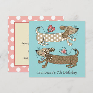 Persoonlijke worst Dog Dachshund Birthday Uitnodig
