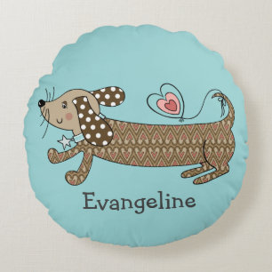 Persoonlijke worst Dog Dachshund Round Cushion Rond Kussen