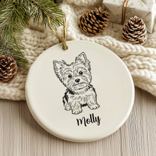 Persoonlijke Yorkie-hond Kerstmis Keramisch Ornament