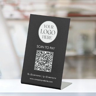 Persoonlijke Zakelijke Logo QR Code Eenvoudig Mode Reclamebord Met Voetstuk