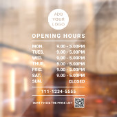 Persoonlijke Zakelijke Openingsuren logo qr-code Raamsticker (Vel 2)