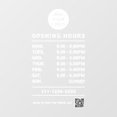 Persoonlijke Zakelijke Openingsuren logo qr-code Raamsticker (Vel)