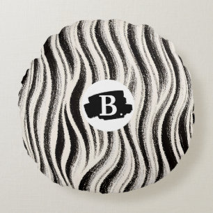 Persoonlijke zebra streep ronde kussenhoes rond kussen