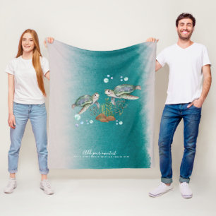 Persoonlijke ZEE SCHILDPADEN Fleece Deken