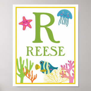 Persoonlijke Zeewezens Kunstprintset voor Kinderen Poster