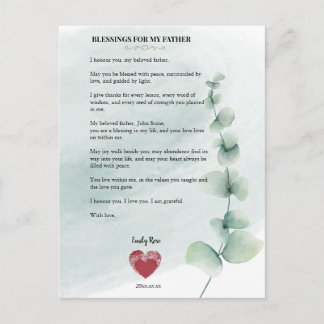 Persoonlijke Zegeningen voor Mijn Vader Gebeds Pos Briefkaart
