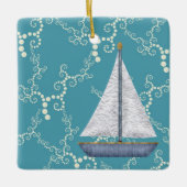 Persoonlijke zeilboot Nautical Sailing Kerstmis Keramisch Ornament (Voorkant)