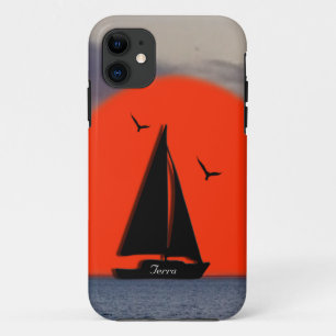 Persoonlijke zeilbootnaam op boot iPhone 11 hoesje
