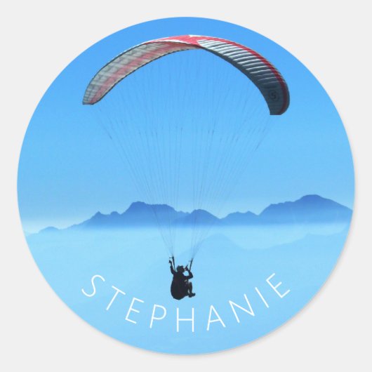 Persoonlijke zgn. Paraglidefoto Ronde Sticker (Voorkant)