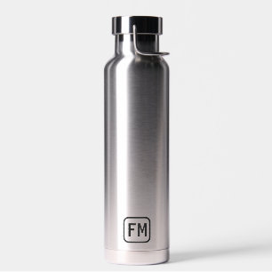Persoonlijke zilver met zwart modern monogram waterfles