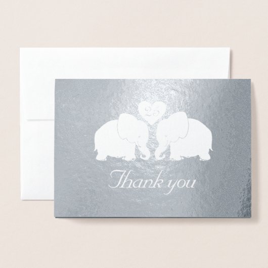 Persoonlijke Zilveren Bruiloft Olifanten Bedankt Folie Kaarten (Voorkant met envelop)