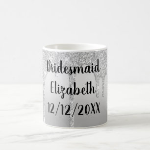 Persoonlijke Zilveren Glitter Drips Cadeau Bruidsm Koffiemok