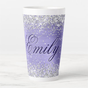 Persoonlijke Zilveren Glitter Periwinkle Folie Latte Mok