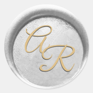 *~* PERSOONLIJKE Zilveren Gouden Waszegel Trouwdag Ronde Sticker