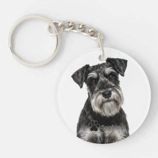 Persoonlijke zilveren Mini Schnauzer-honden-sleute Sleutelhanger