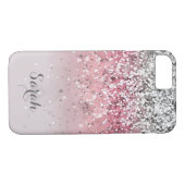 persoonlijke zilverroze glitterbehuizing Case-Mate iPhone case (Achterkant (Horizontaal))