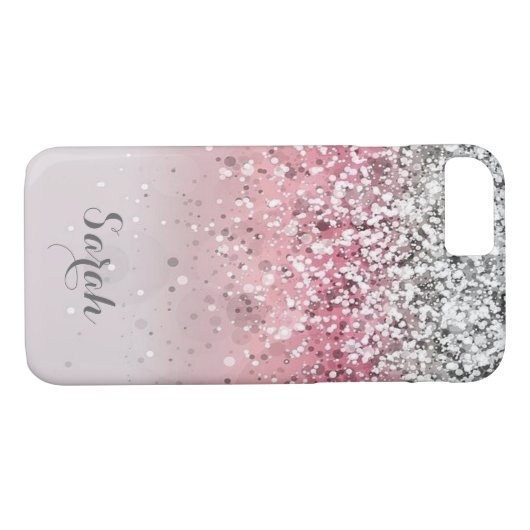 persoonlijke zilverroze glitterbehuizing Case-Mate iPhone case (Achterkant (Horizontaal))