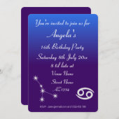 Persoonlijke Zodiac Kanker Galaxy Feest Uitnodigin Kaart (Voorkant / Achterkant)