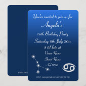Persoonlijke Zodiac Kanker Galaxy Feest Uitnodigin Kaart (Voorkant / Achterkant)