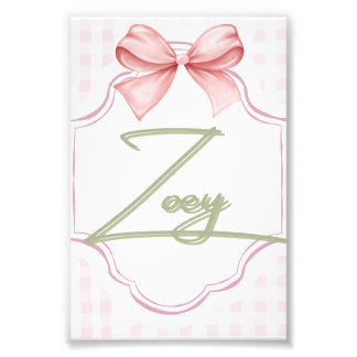 Persoonlijke Zoey Baby Meisje Slaapkamer Boog&Ging Foto Afdruk