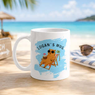 Persoonlijke zomer capybara strand  koffiemok